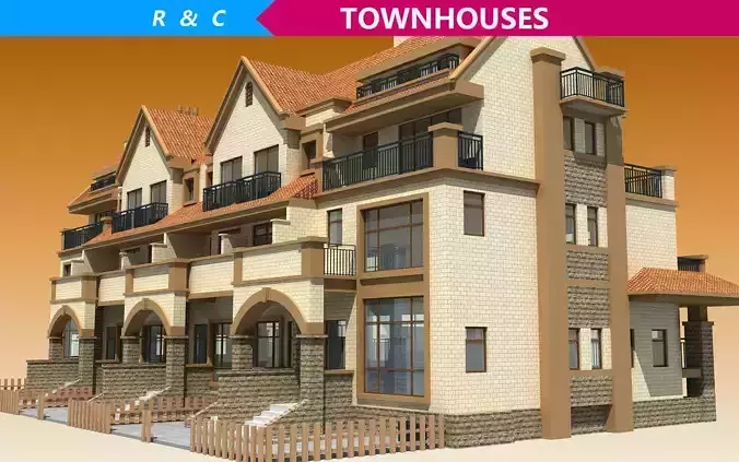 TOWNHOUSES house Low-poly 3D model