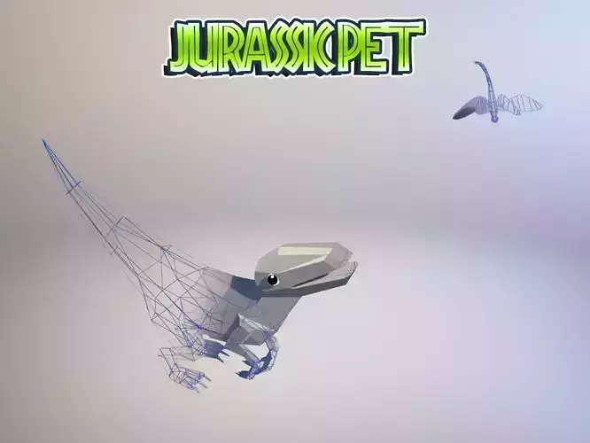 Velociraptor jurassic pet Low-poly 3D model