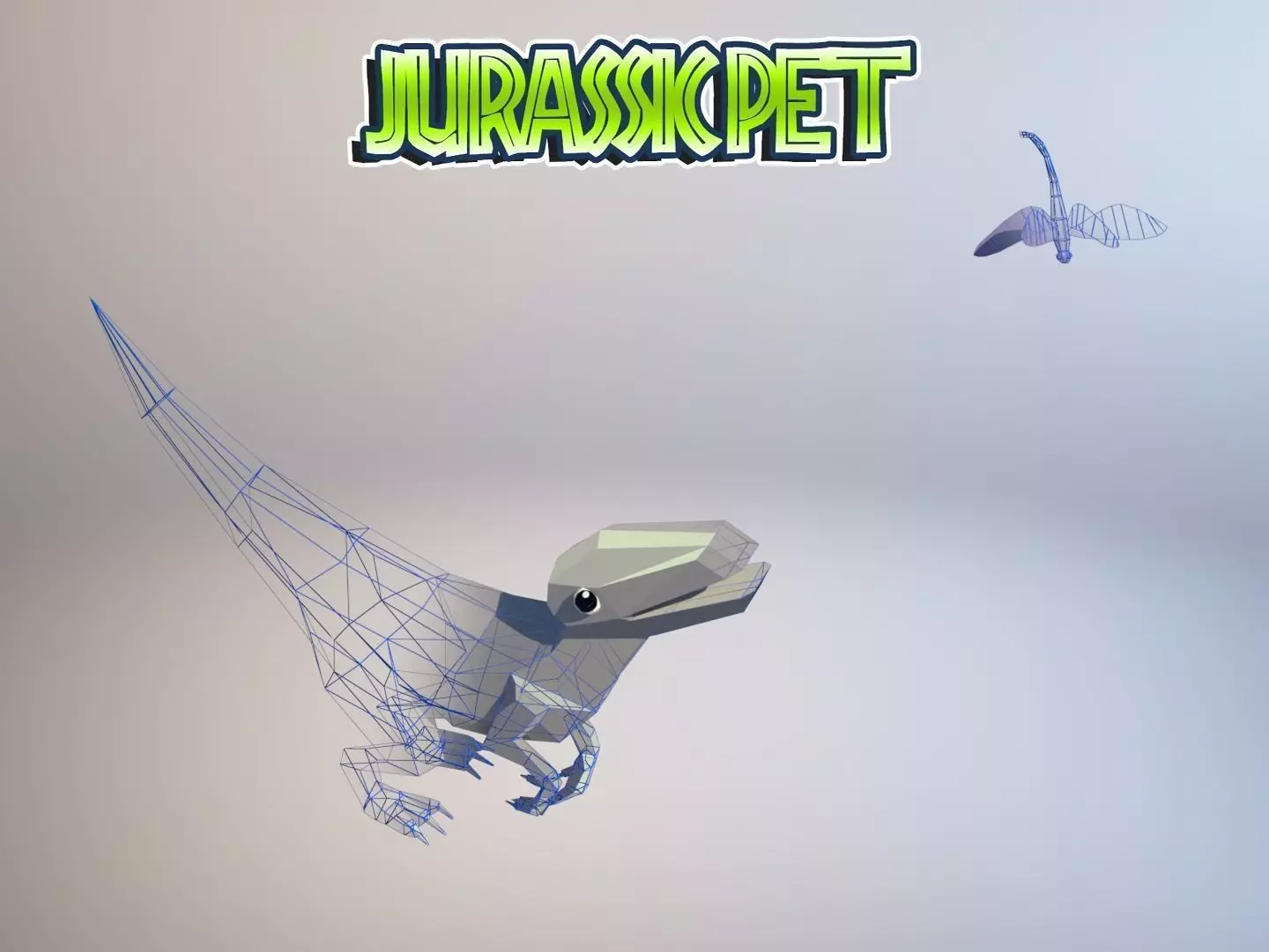 Velociraptor jurassic pet Low-poly 3D model_0