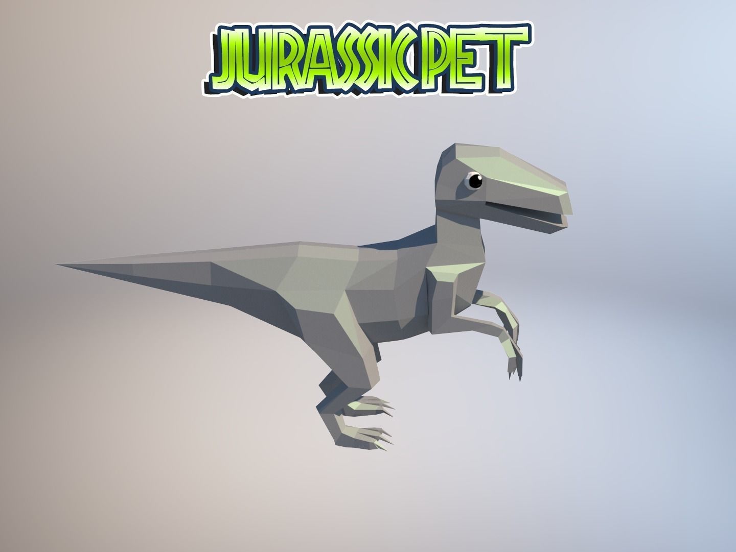 Velociraptor jurassic pet Low-poly 3D model_16