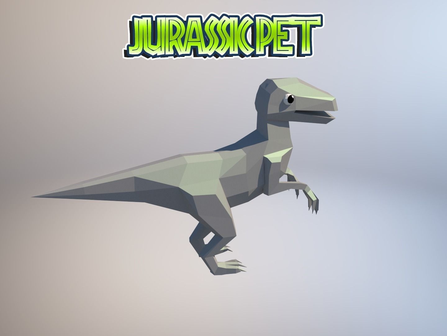 Velociraptor jurassic pet Low-poly 3D model_14