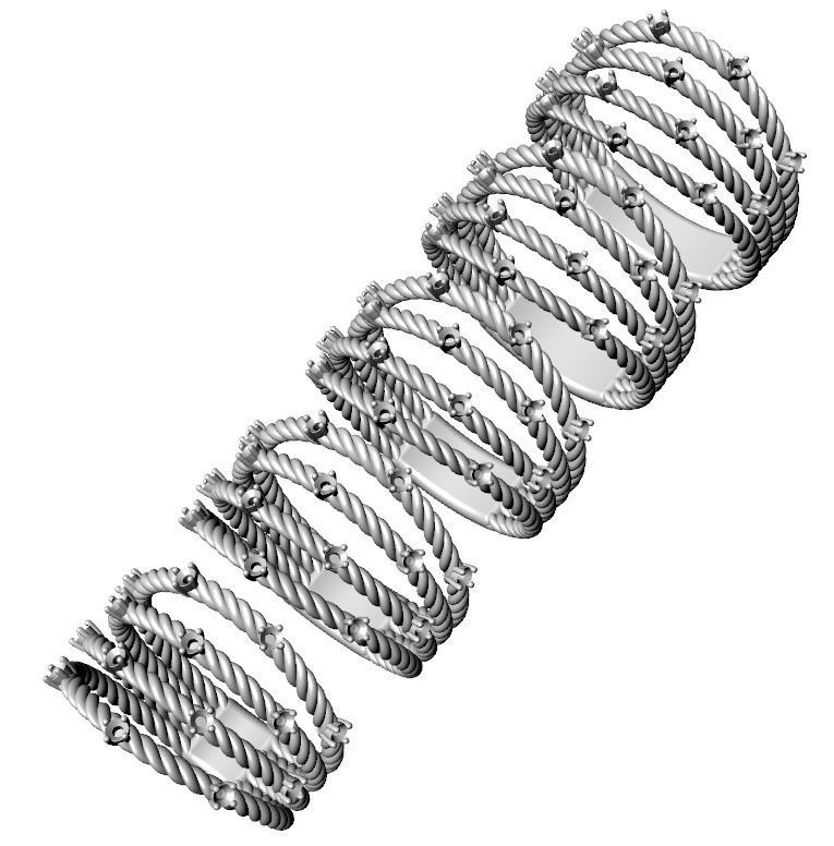 Stylish ring with a rope and stones 363 3D print model_10
