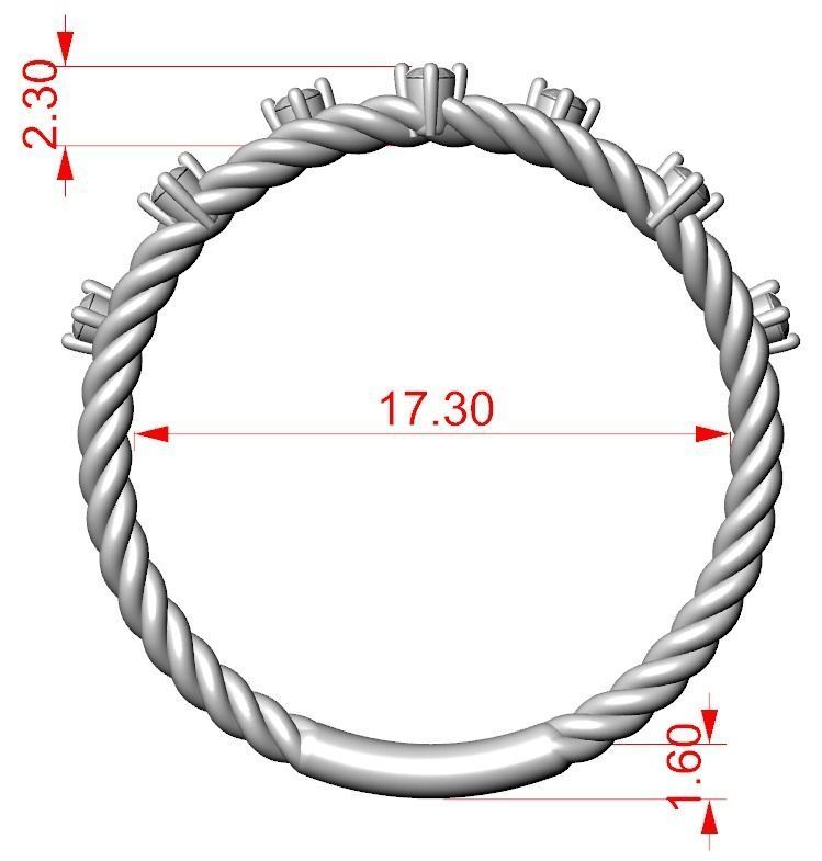 Stylish ring with a rope and stones 363 3D print model_14