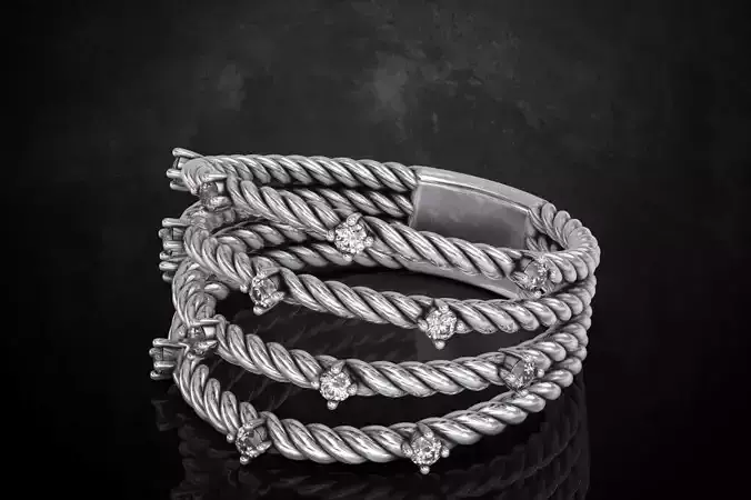 Stylish ring with a rope and stones 363