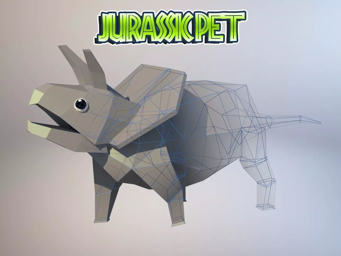 Triceratops origami Low-poly 3D model