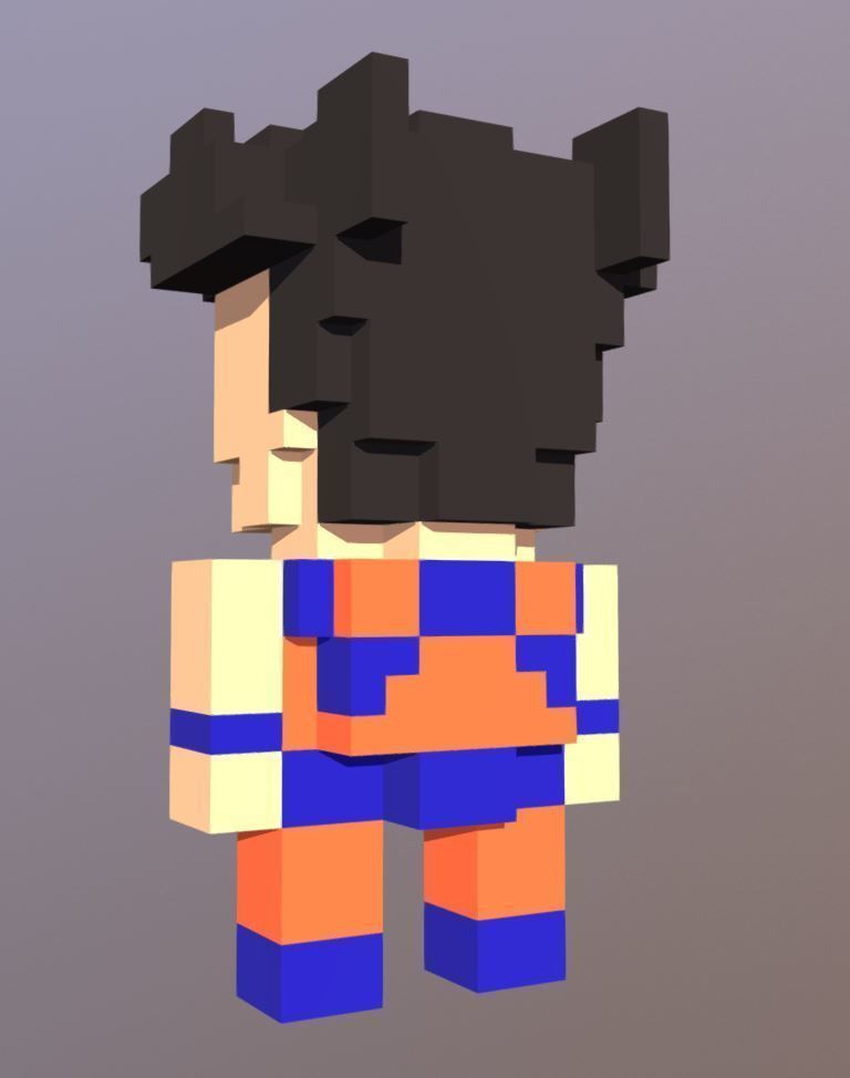 Goku voxel style Low-poly 3D model_2