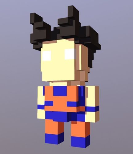 Goku voxel style Low-poly 3D model