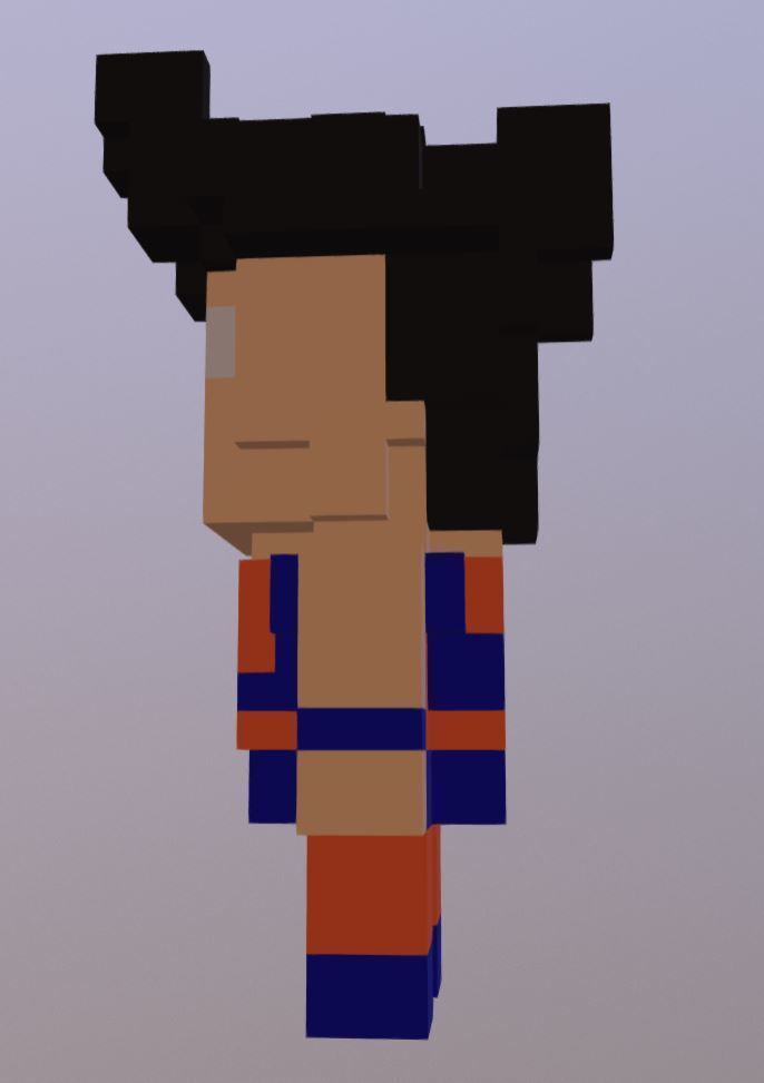 Goku voxel style Low-poly 3D model_1