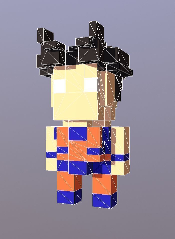 Goku voxel style Low-poly 3D model_3