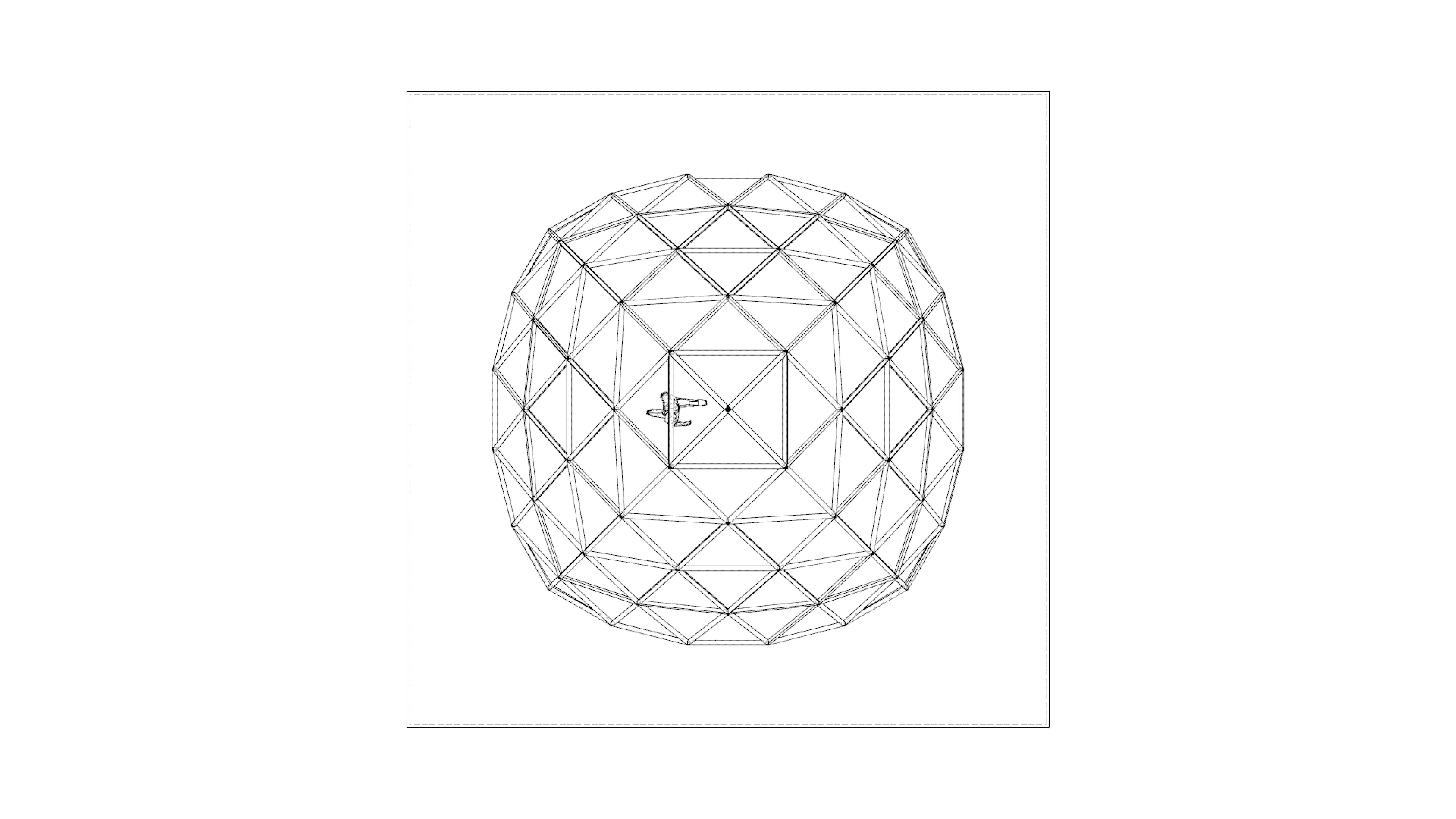 Dome pointed triangulated wire-frame structure geodesic design Low-poly 3D model_8
