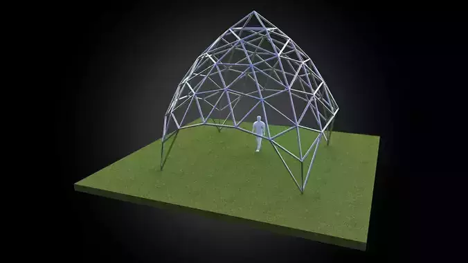 Dome pointed triangulated wire-frame structure geodesic design