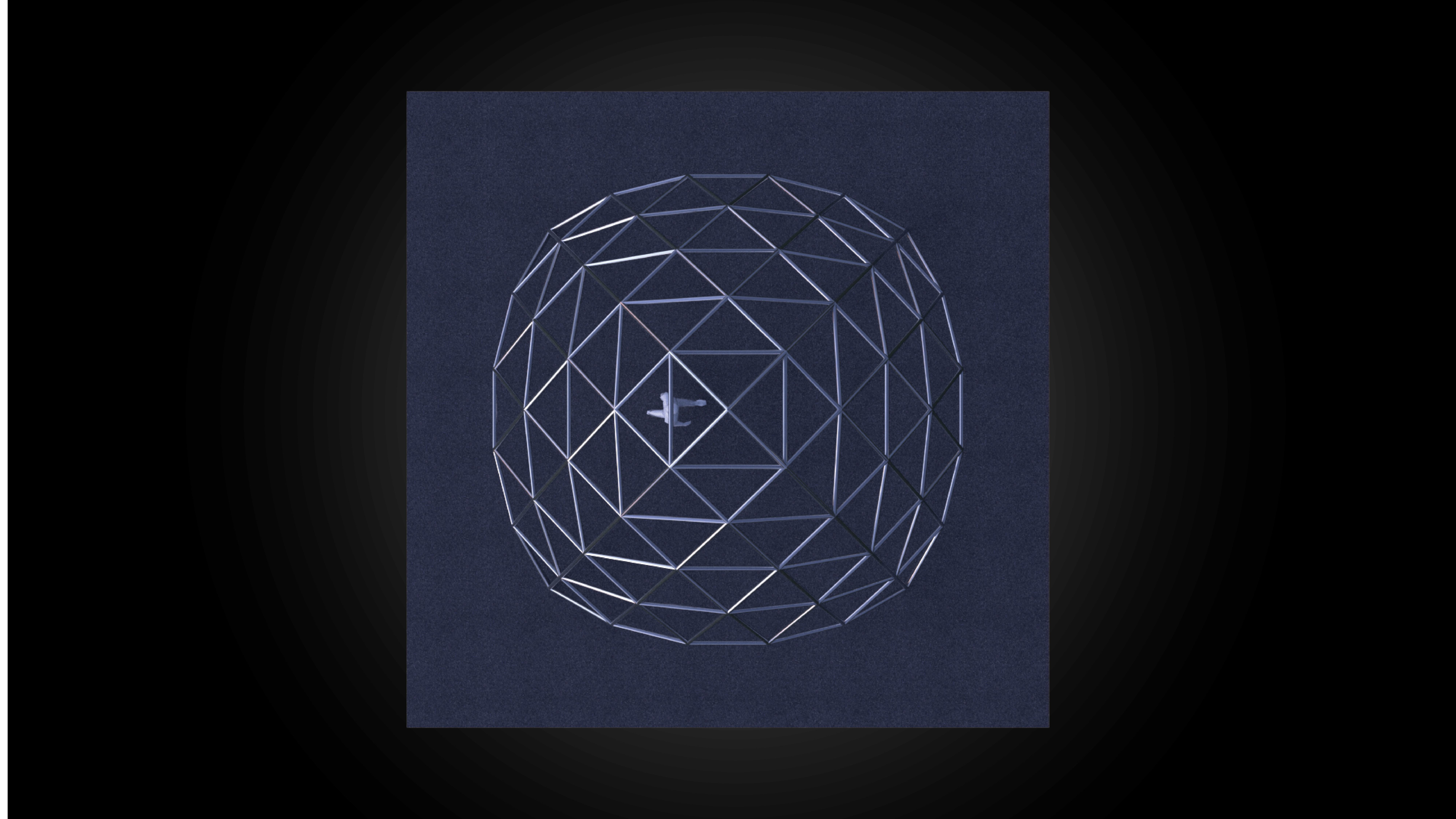 Dome pointed triangulated wire-frame structure geodesic design Low-poly 3D model_4