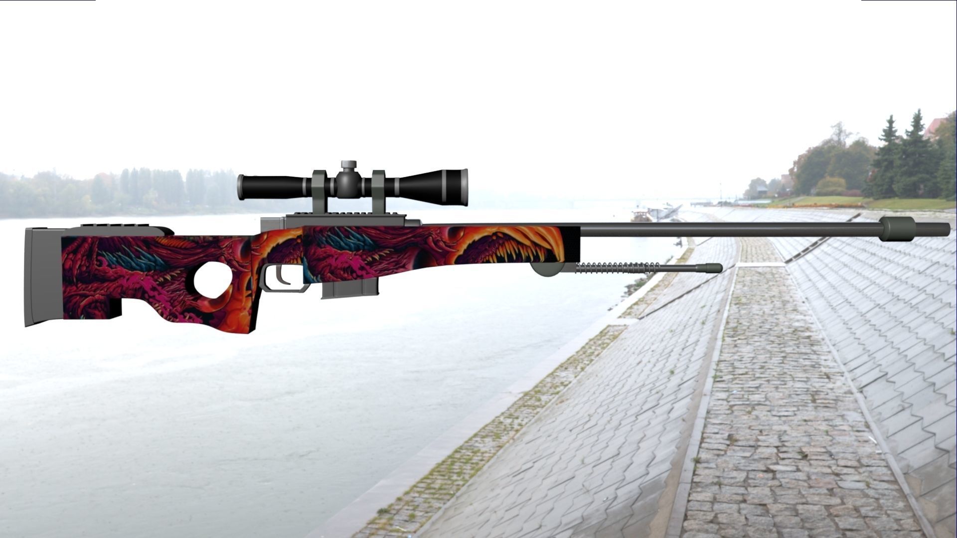 HYPERBEAST AWP SNIPER RIFFLE   Low Poly Low-poly 3D model_4