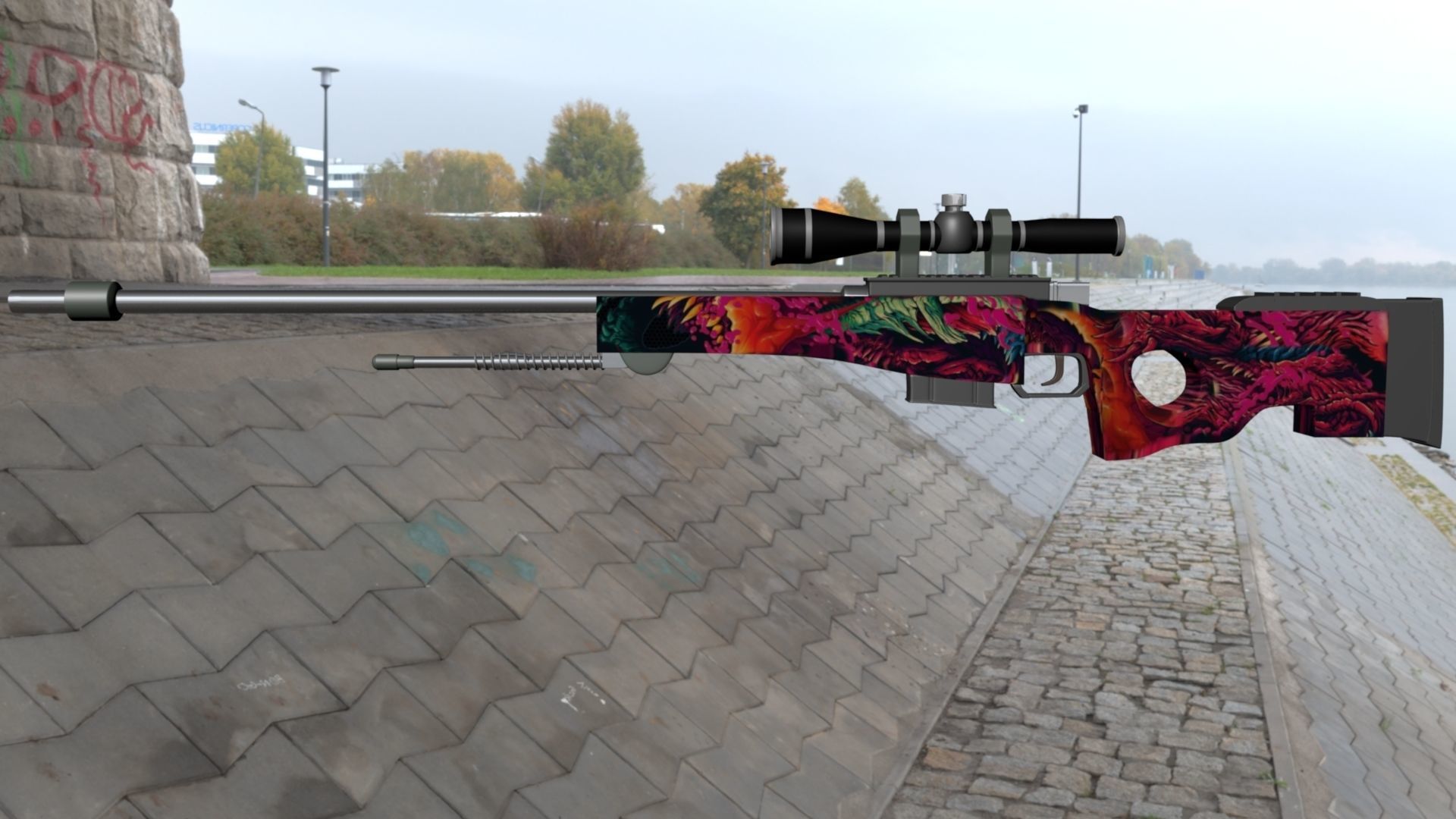 HYPERBEAST AWP SNIPER RIFFLE   Low Poly Low-poly 3D model_6