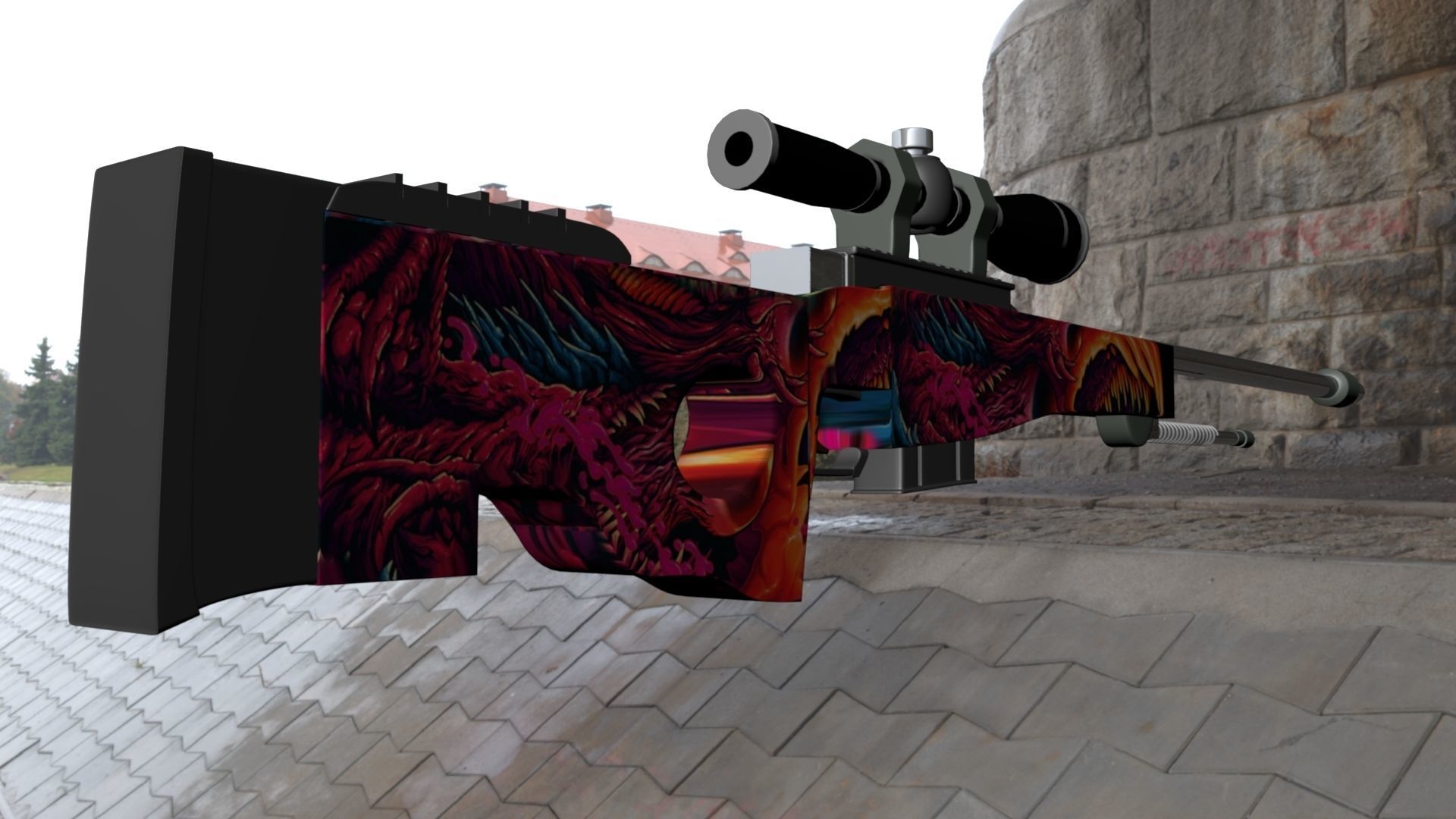 HYPERBEAST AWP SNIPER RIFFLE   Low Poly Low-poly 3D model_5
