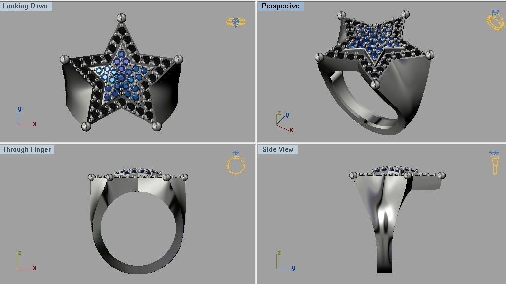 Star Diamond Ring 3D print model_3