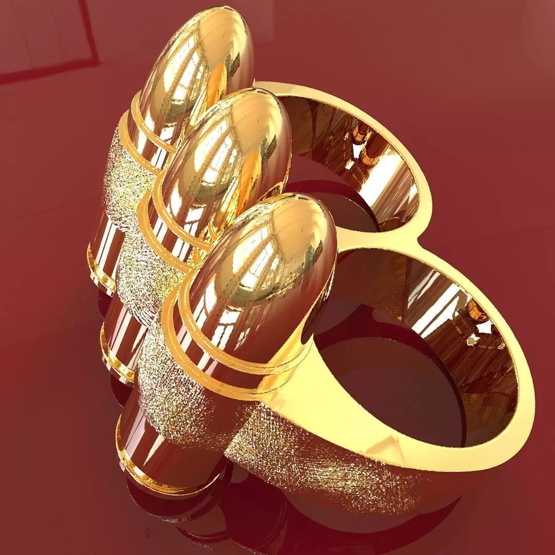 Two fingers 9mm bullet belt ring 3D print model