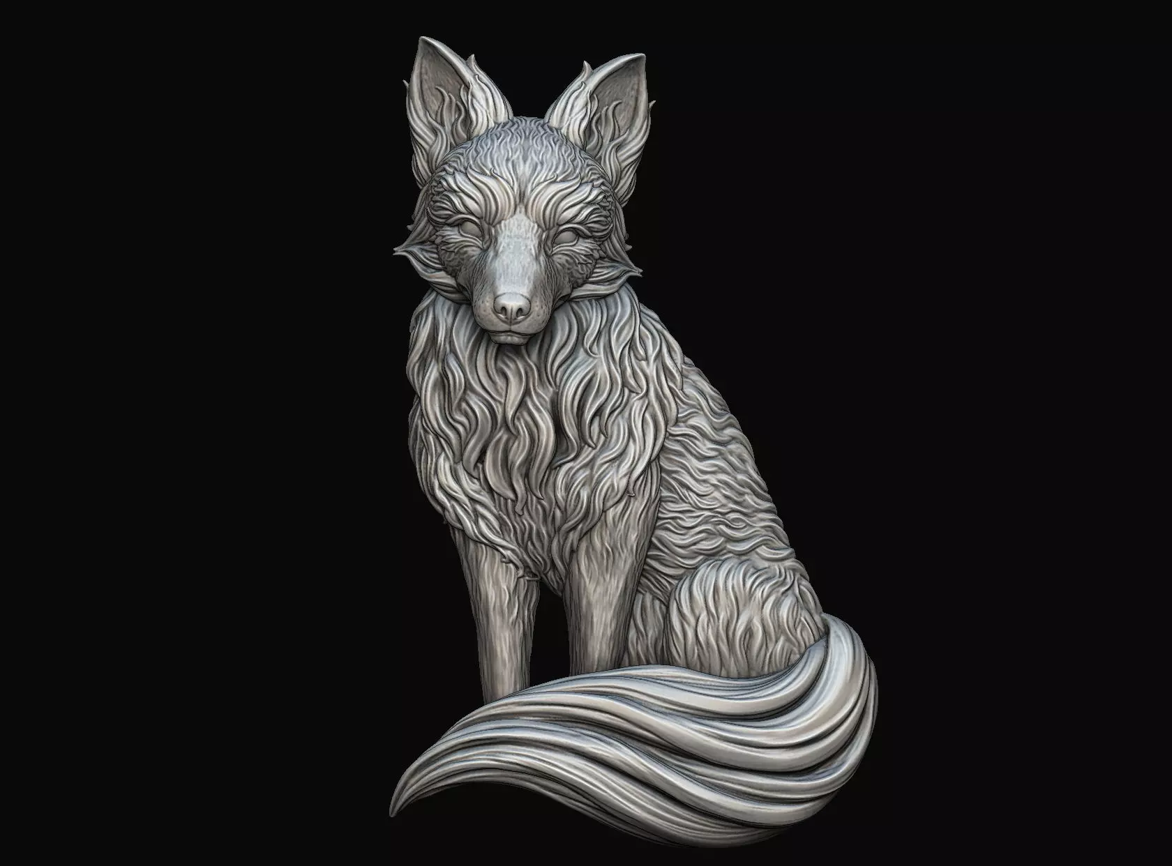 Sitting Fox Relief 3D print model