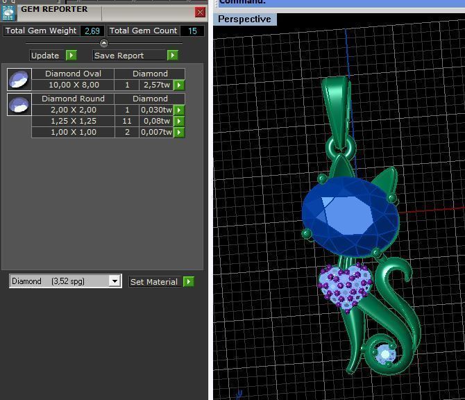 Pendant diamonds cat 3D print model_1