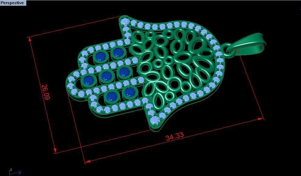 Pendant Hamsa 3D print model_4