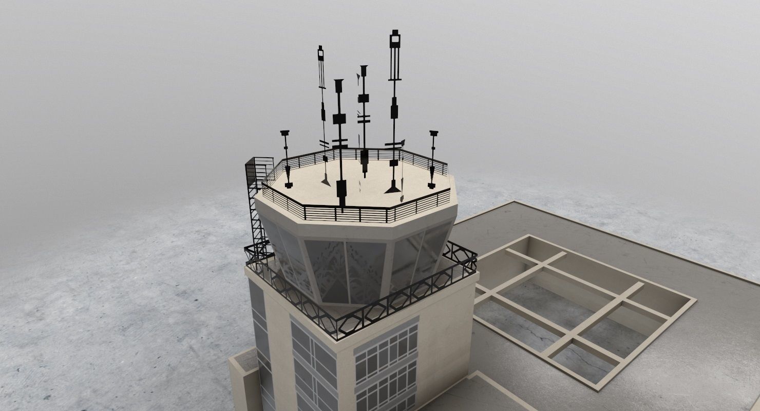 LYTV Control Tower Low-poly 3D model_1