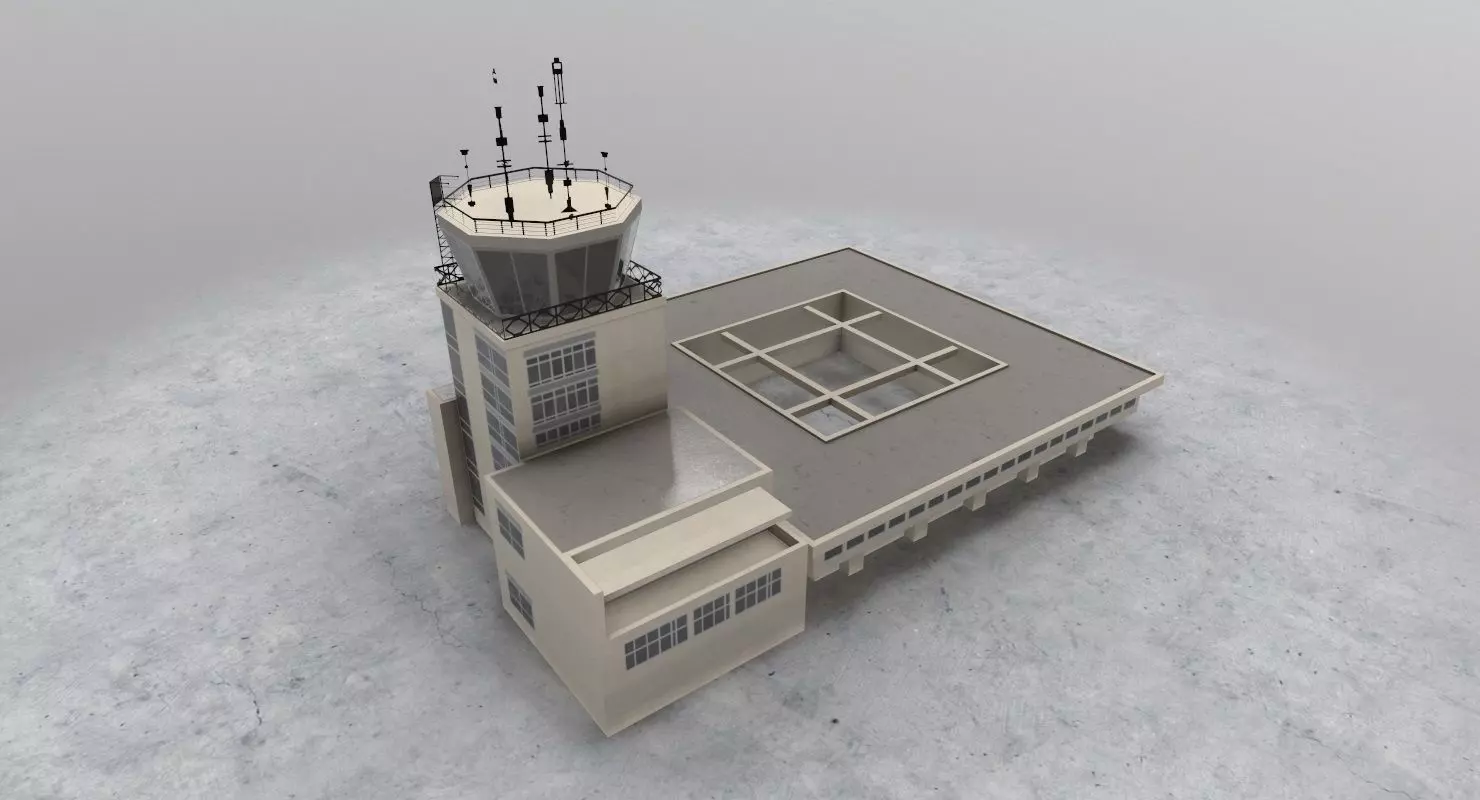 LYTV Control Tower Low-poly 3D model_0
