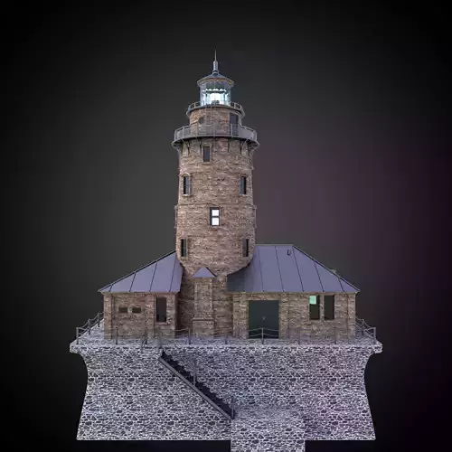 Lighthouse with building architecture and engineering structure Low-poly 3D model
