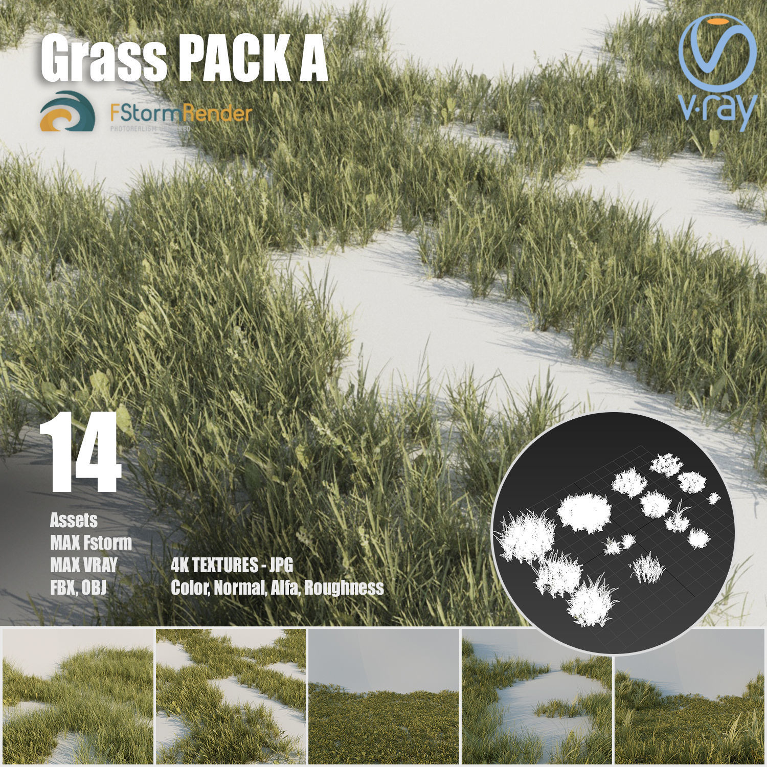3D model Grass pack A VR / AR / low-poly | CGTrader