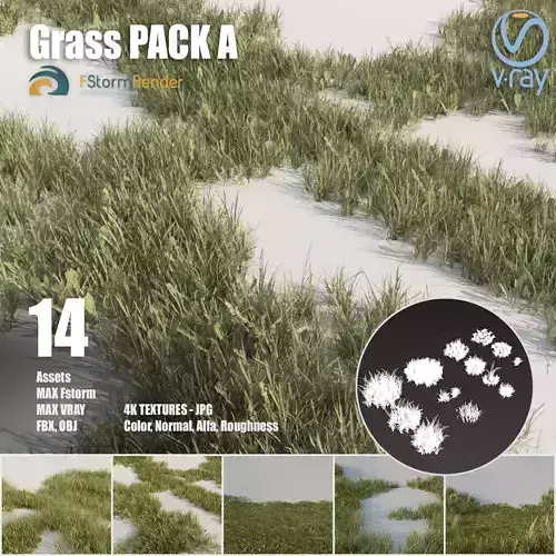  Grass pack A Low-poly 3D model