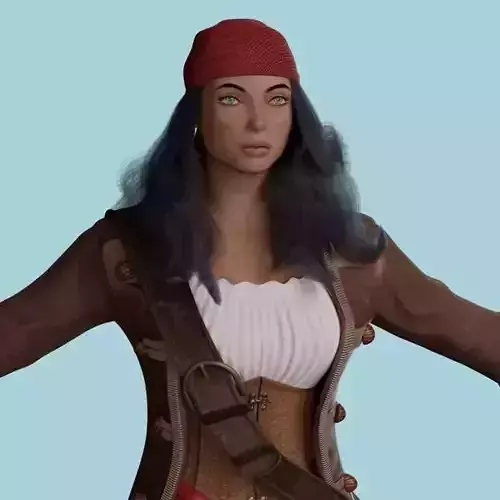 Female Pirate Low-poly 3D model