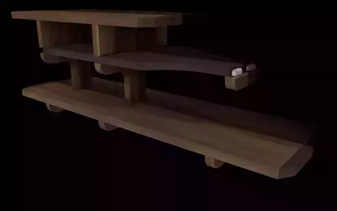 Prateleira wooden table with two legs Low-poly 3D model
