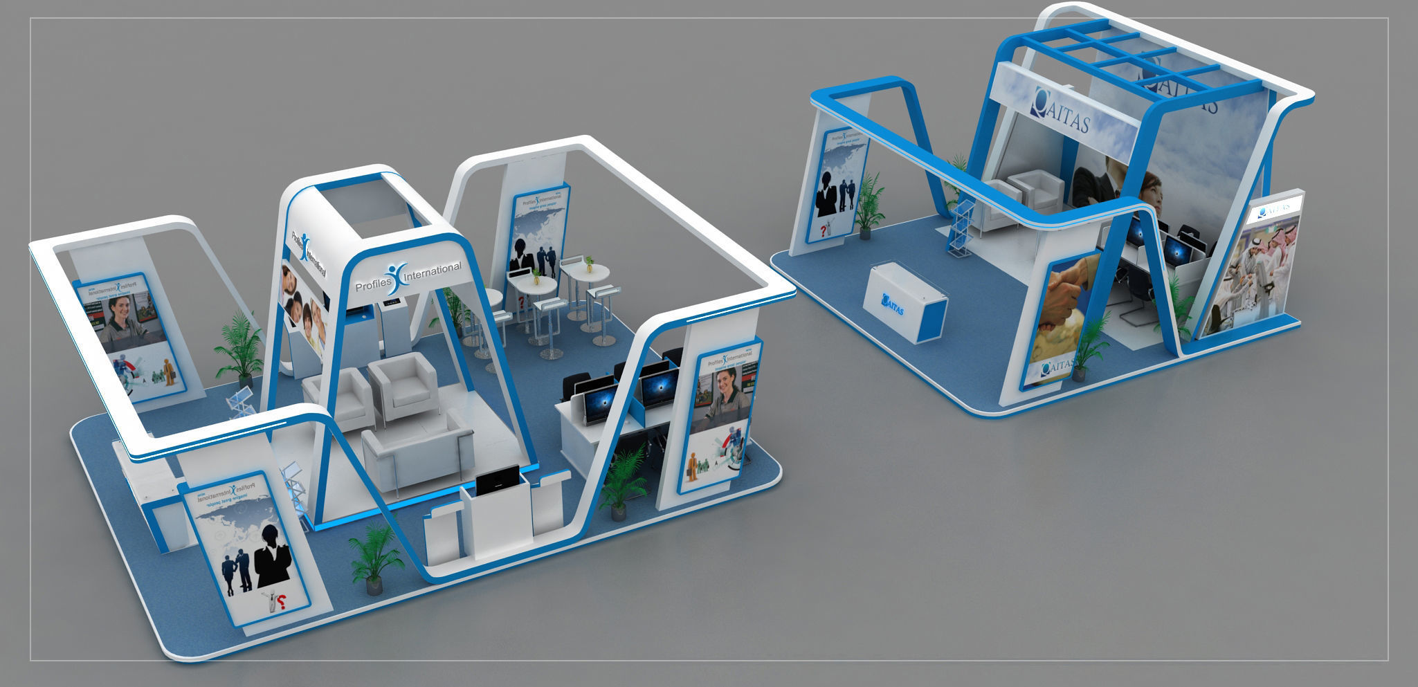8x6 and 6x6 Meter Exhibition booth design 3D model_1