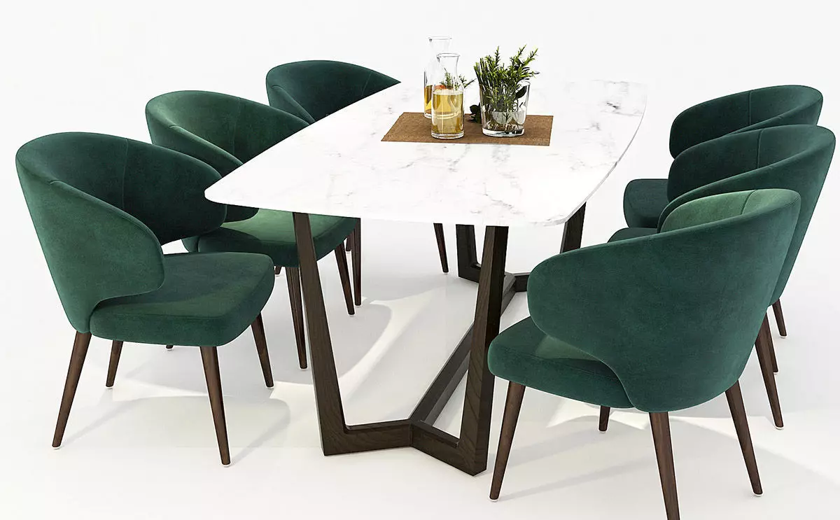 Table and Chair Dining table Low-poly 3D model_0
