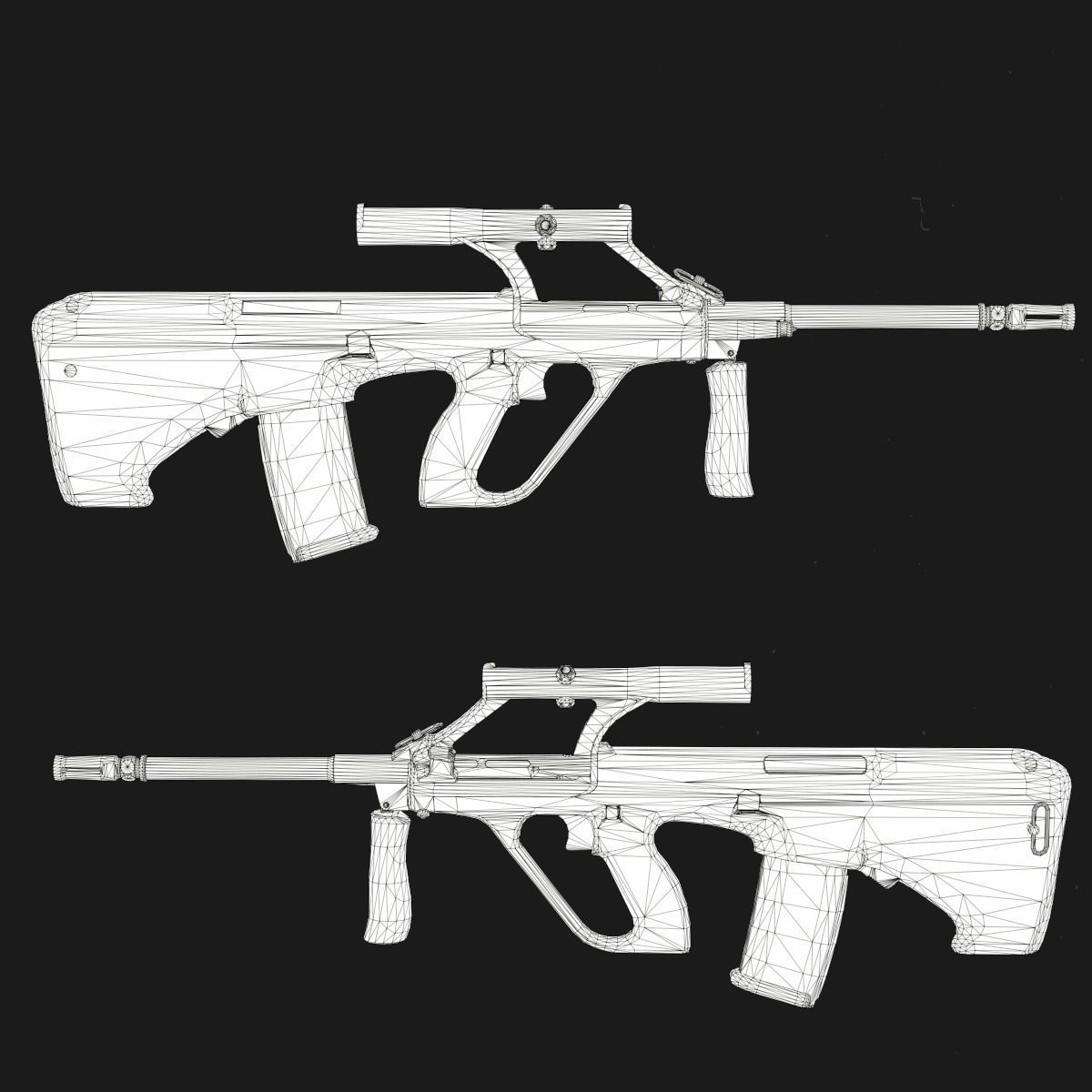 AUG A1 Assault Rifle Low-poly 3D model_12