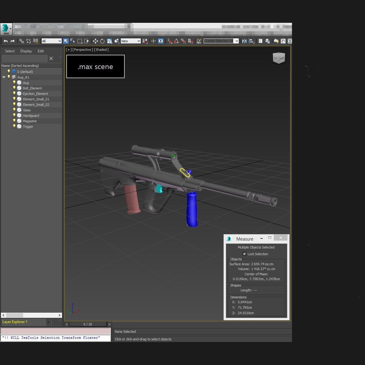 AUG A1 Assault Rifle Low-poly 3D model_18
