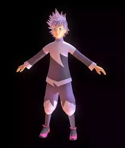 Boy low poly animated character with hair