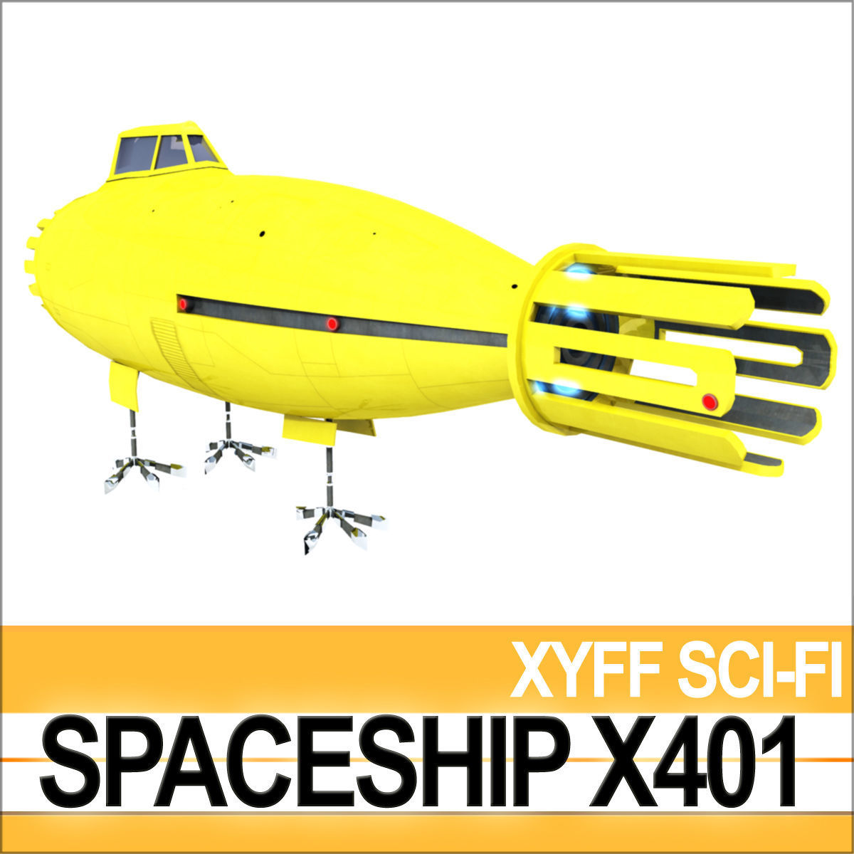Spaceship X401 3D model_5