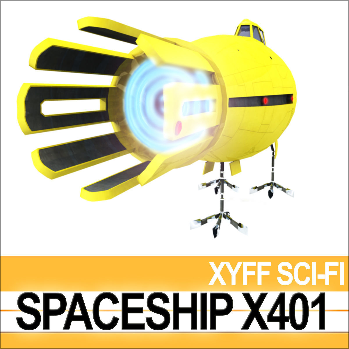 Spaceship X401 3D model_4