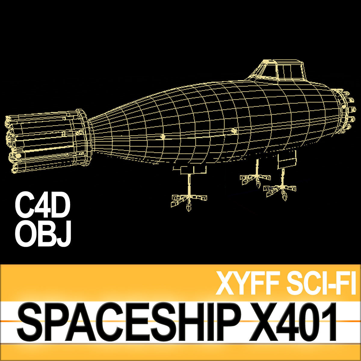 Spaceship X401 3D model_7