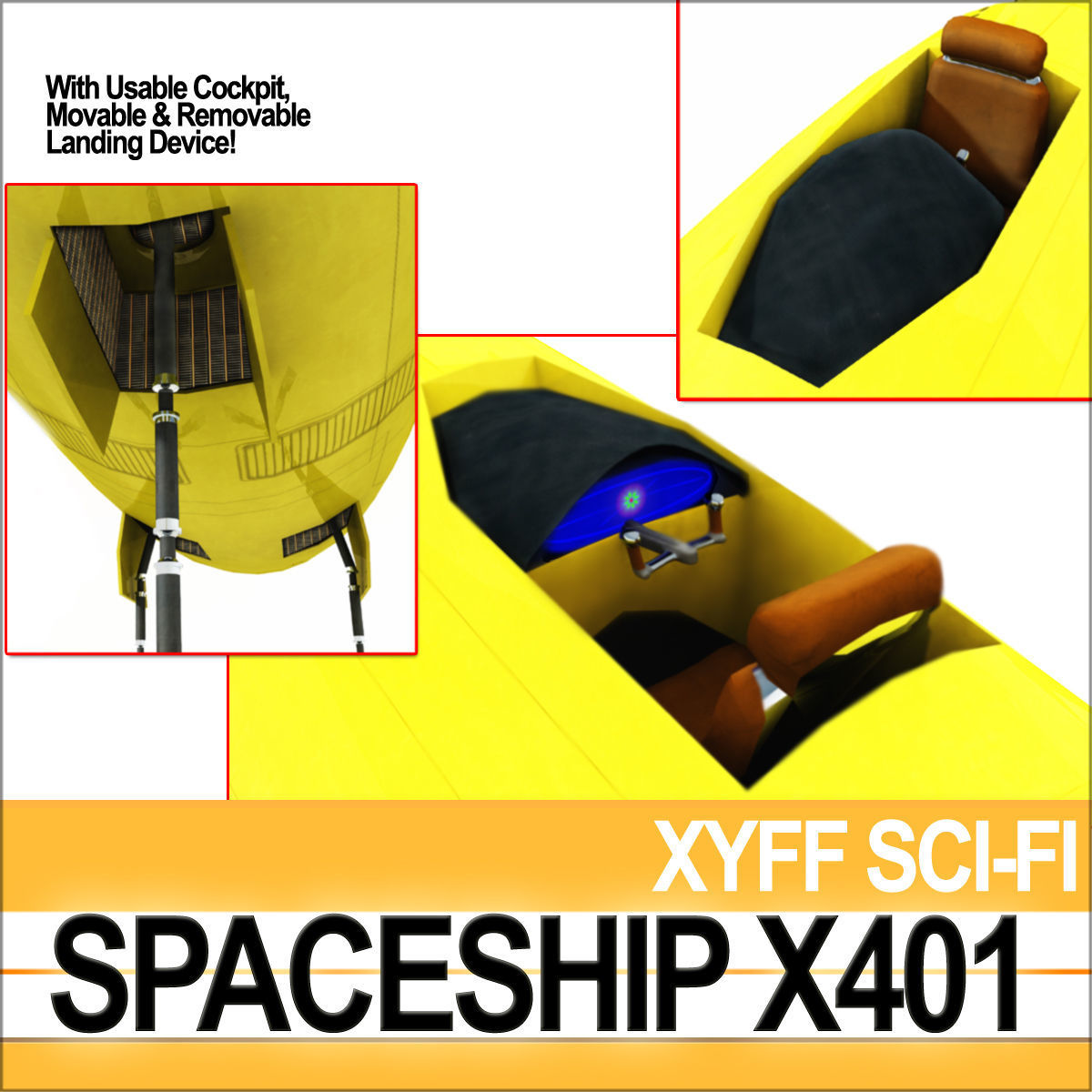 Spaceship X401 3D model_6