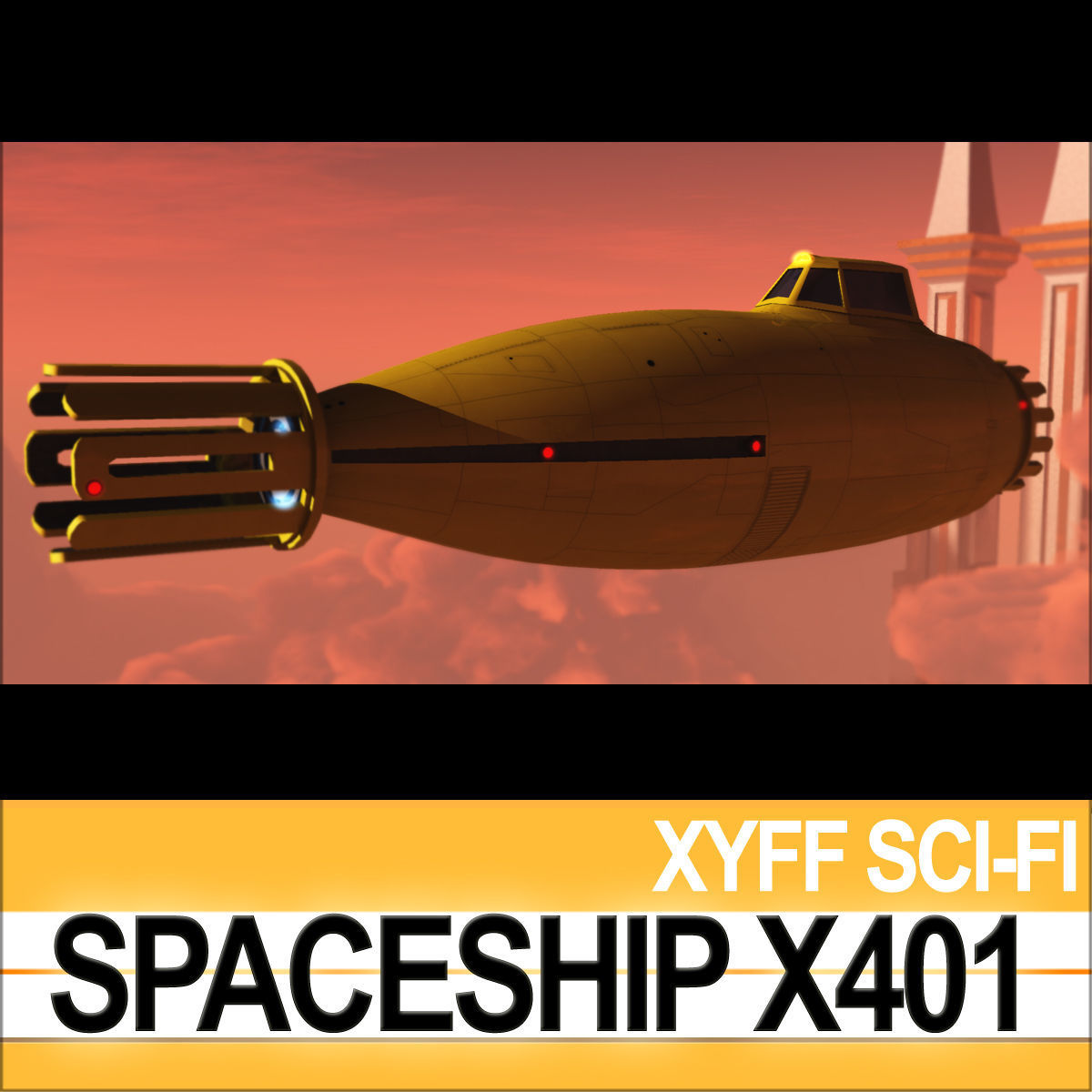 Spaceship X401 3D model_1