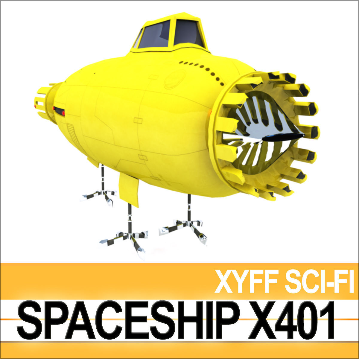 Spaceship X401 3D model_3