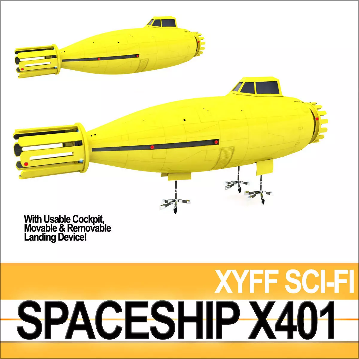 Spaceship X401 3D model_0