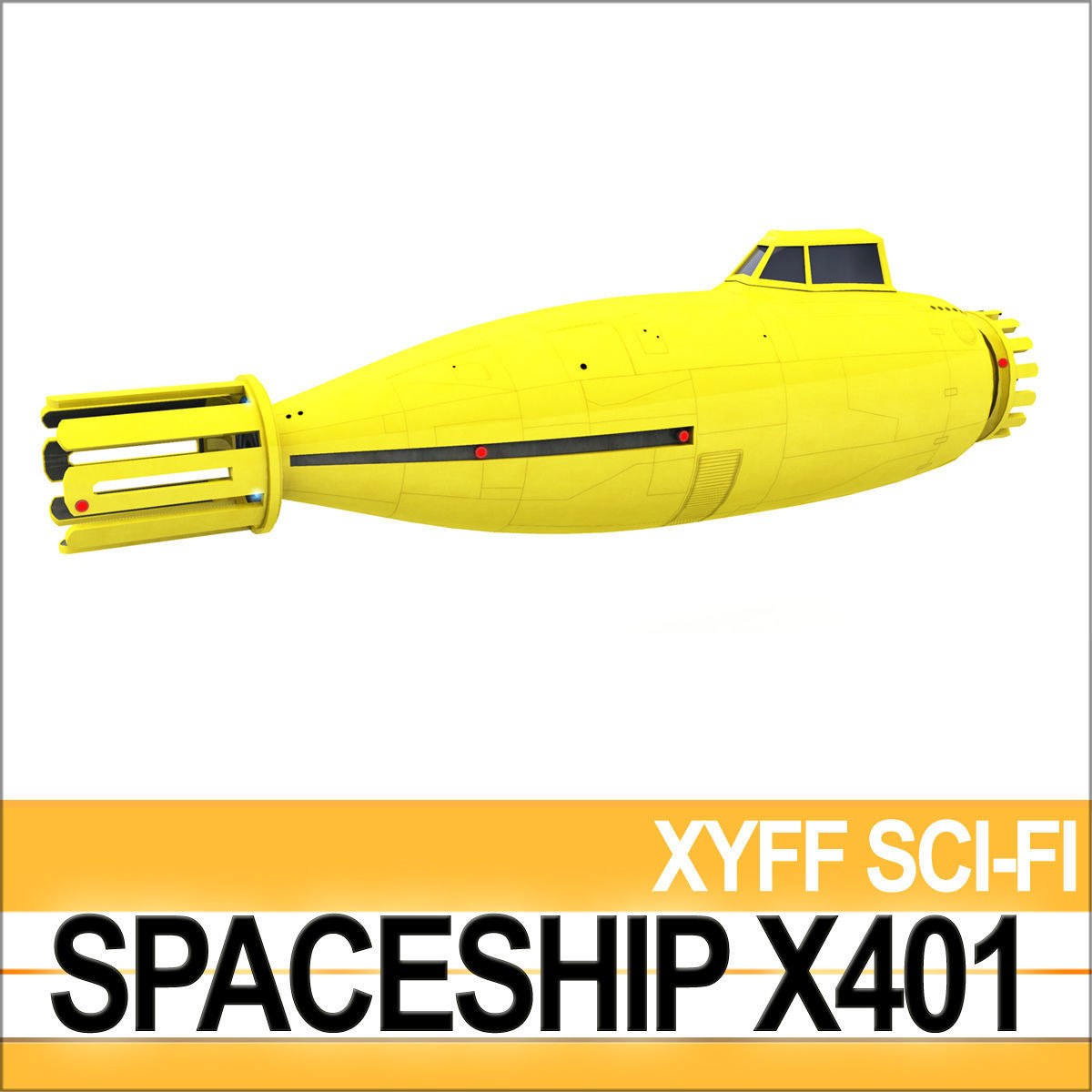 Spaceship X401 3D model_2