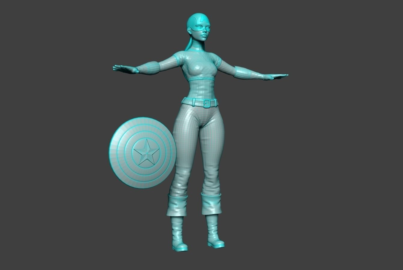Captain America Lady 2 3D model_15