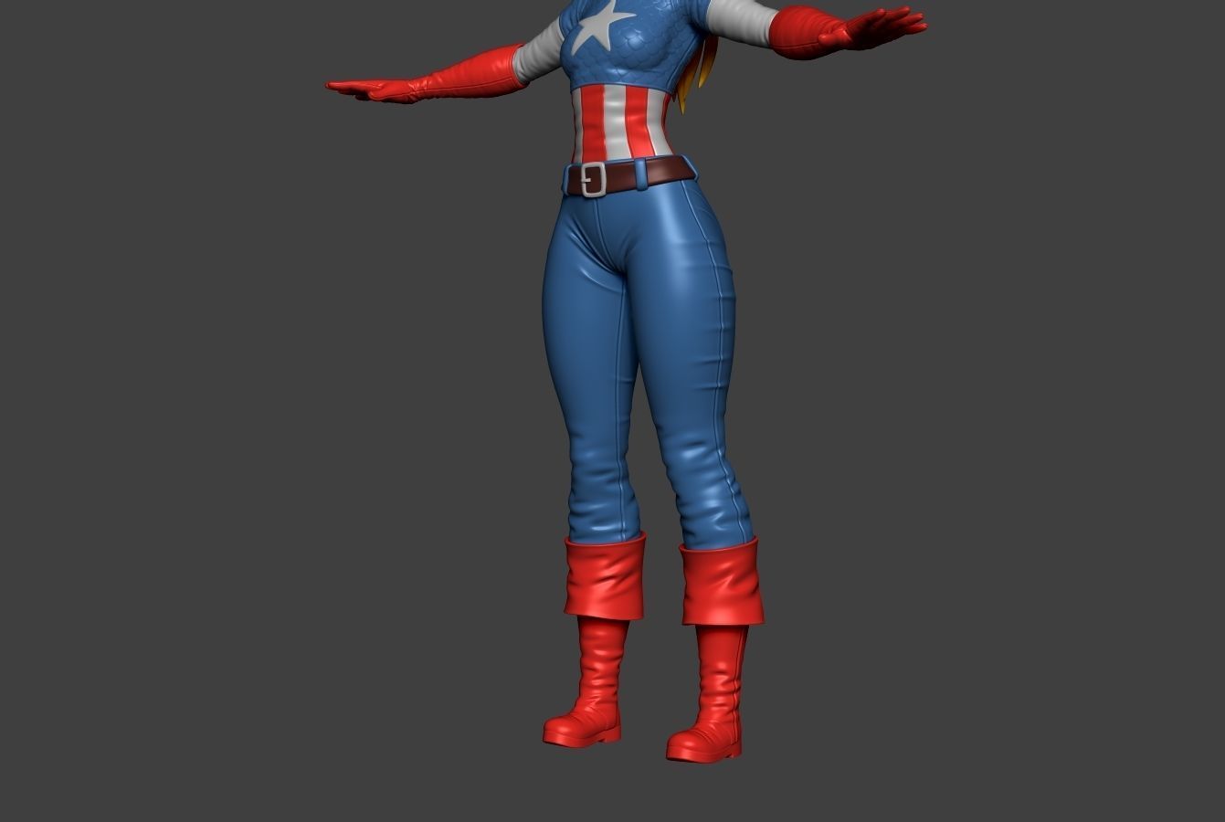 Captain America Lady 2 3D model_9