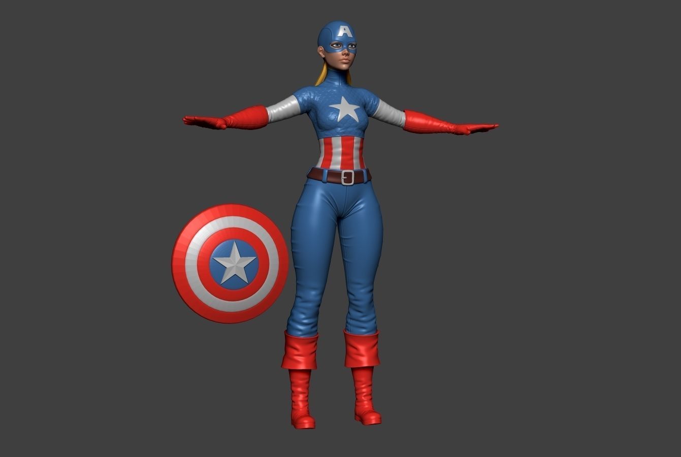 Captain America Lady 2 3D model_1