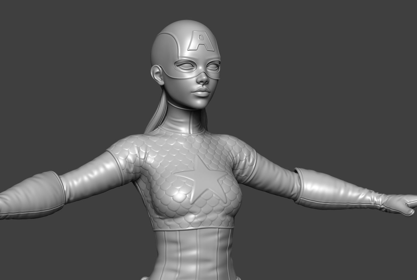 Captain America Lady 2 3D model_7