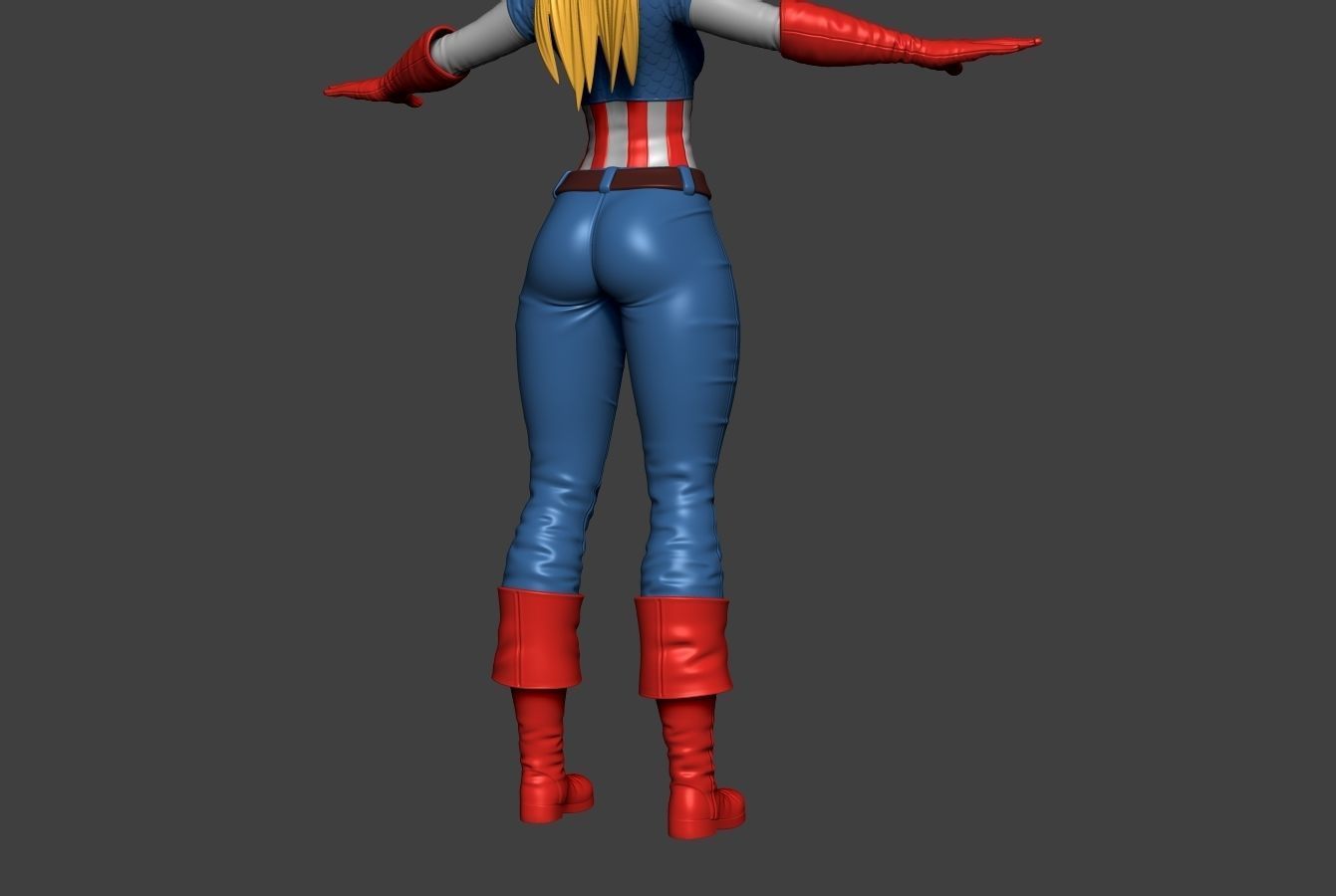 Captain America Lady 2 3D model_10