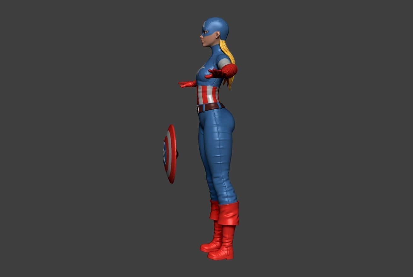Captain America Lady 2 3D model_2